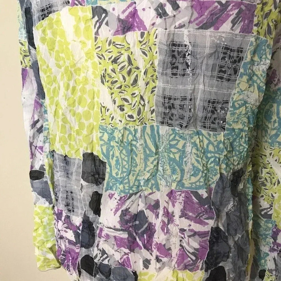 Chalet Et Ceci Womens Size Medium Long Sleeve Top Crinkled Lagenlook Art to Wear - Picture 6 of 16